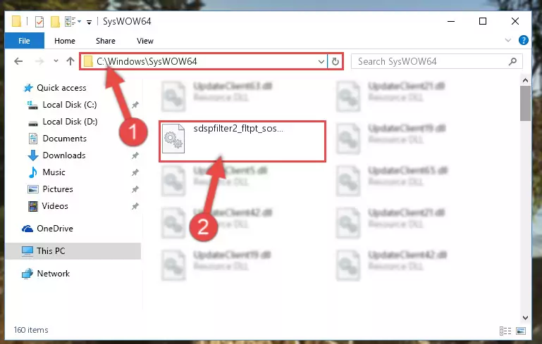 Copying the Sdspfilter2_fltpt_sos_df1t.dll library to the Windows/sysWOW64 directory