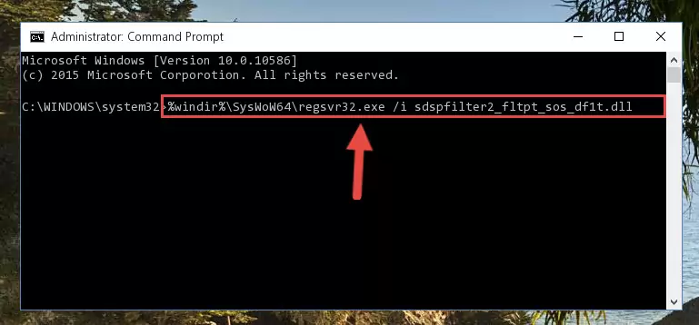 Deleting the damaged registry of the Sdspfilter2_fltpt_sos_df1t.dll
