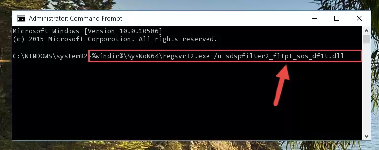 Making a clean registry for the Sdspfilter2_fltpt_sos_df1t.dll library in Regedit (Windows Registry Editor)