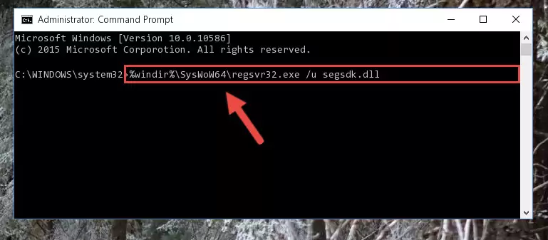 Creating a new registry for the Segsdk.dll file in the Windows Registry Editor