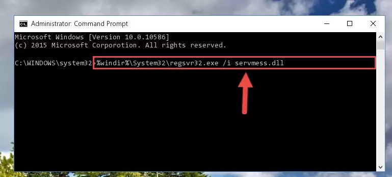 Reregistering the Servmess.dll file in the system (for 64 Bit)