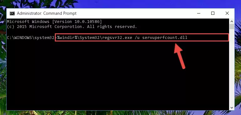 Reregistering the ServUPerfCount.dll file in the system