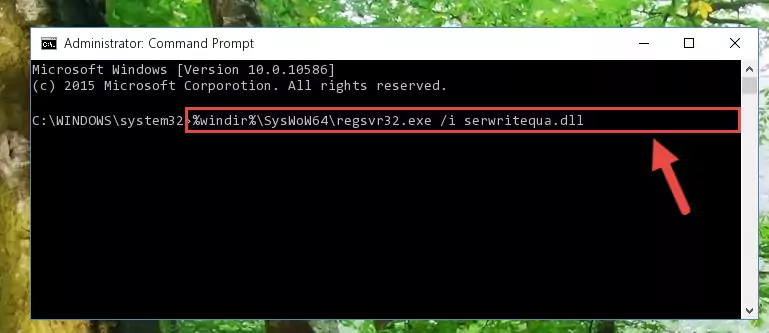 Uninstalling the broken registry of the Serwritequa.dll file from the Windows Registry Editor (for 64 Bit)