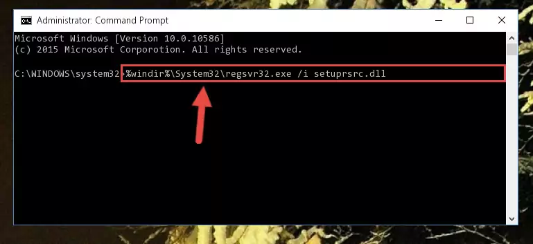 Uninstalling the Setuprsrc.dll library from the system registry
