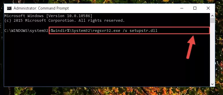 Creating a new registry for the Setupstr.dll library in the Windows Registry Editor