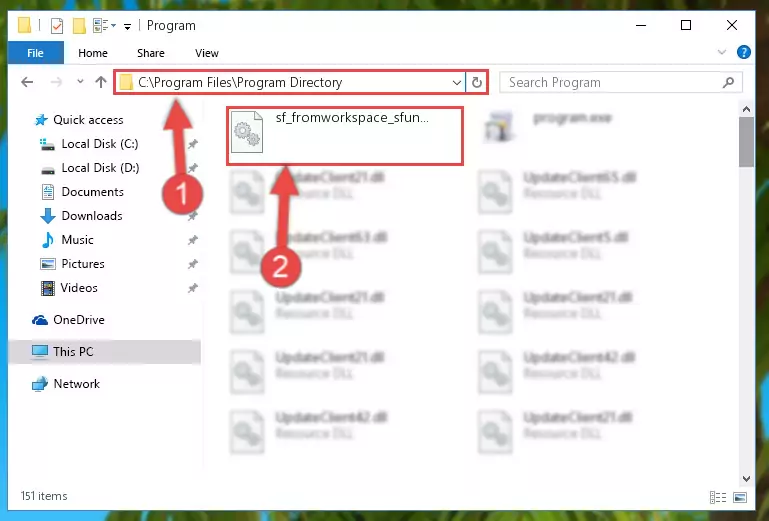 Uninstalling the broken registry of the Sf_fromworkspace_sfun.dll library from the Windows Registry Editor (for 64 Bit)