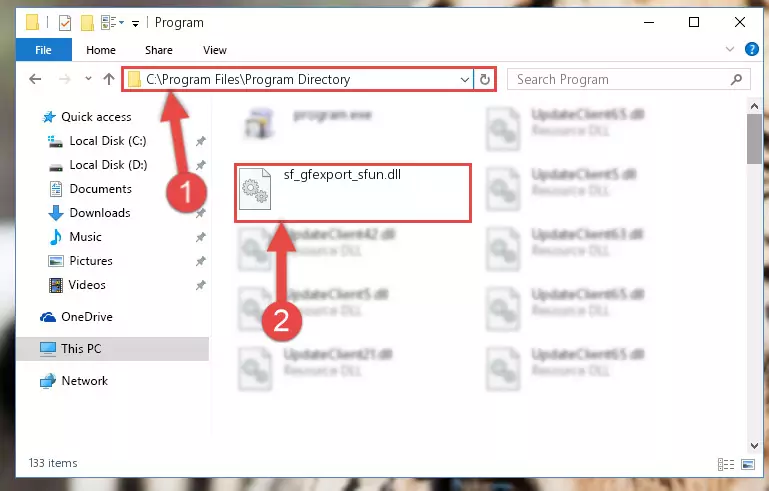 Choosing the Sf_gfexport_sfun.dll library