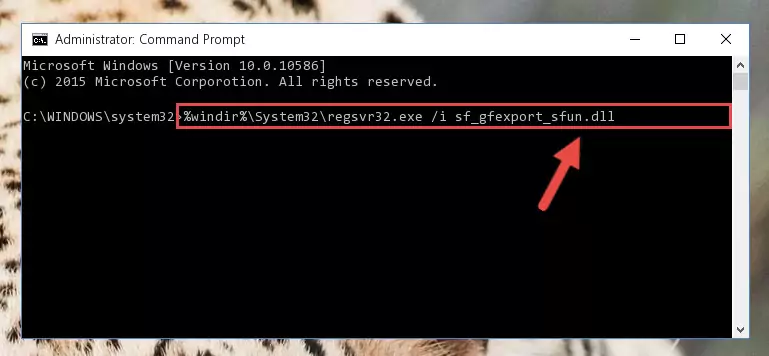 Uninstalling the Sf_gfexport_sfun.dll library from the system registry