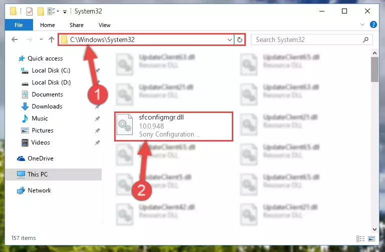 Copying the Sfconfigmgr.dll file into the Windows/System32 folder