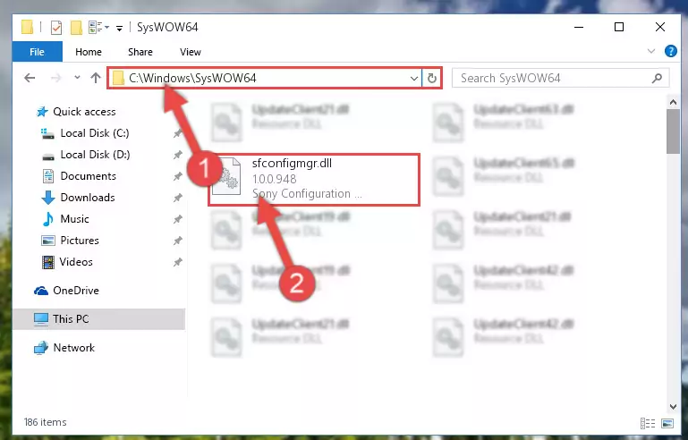 Pasting the Sfconfigmgr.dll file into the Windows/sysWOW64 folder