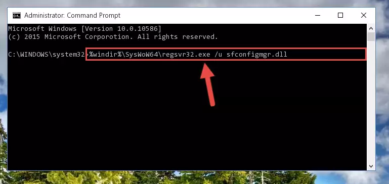 Reregistering the Sfconfigmgr.dll file in the system