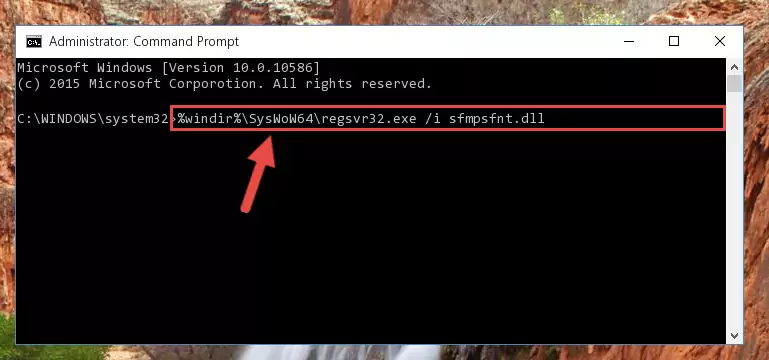 Uninstalling the broken registry of the Sfmpsfnt.dll file from the Windows Registry Editor (for 64 Bit)