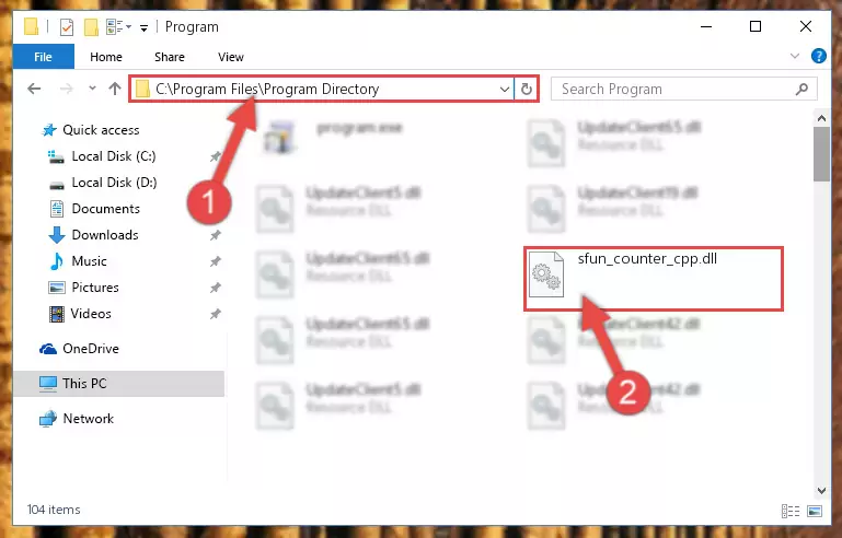 Uninstalling the broken registry of the Sfun_counter_cpp.dll library from the Windows Registry Editor (for 64 Bit)