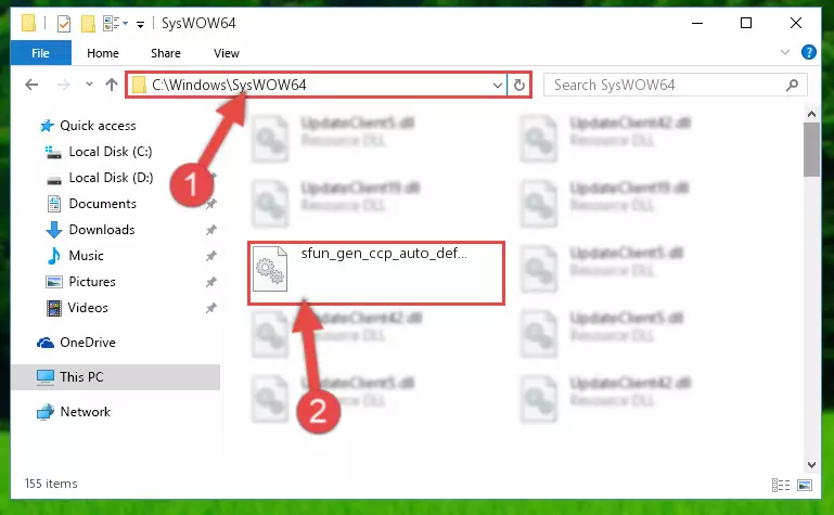 Pasting the Sfun_gen_ccp_auto_defs.dll library into the Windows/sysWOW64 directory