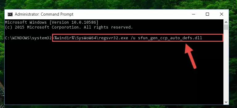 Reregistering the Sfun_gen_ccp_auto_defs.dll library in the system