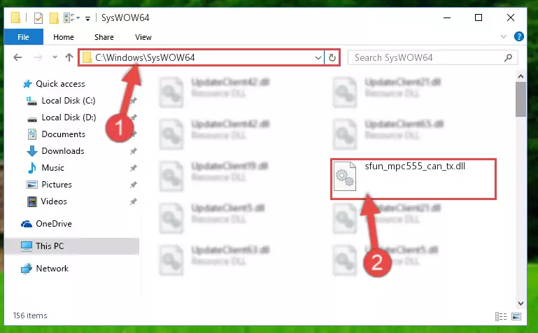 Copying the Sfun_mpc555_can_tx.dll library to the Windows/sysWOW64 directory