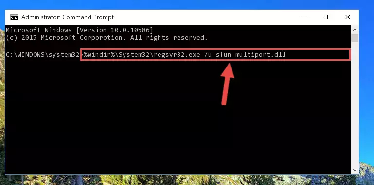 Reregistering the Sfun_multiport.dll library in the system