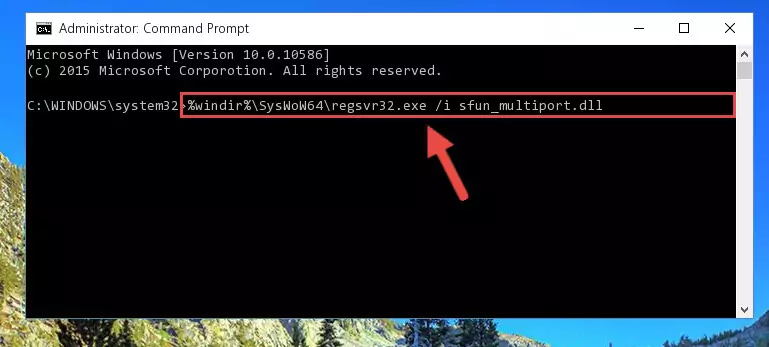 Uninstalling the damaged Sfun_multiport.dll library's registry from the system (for 64 Bit)