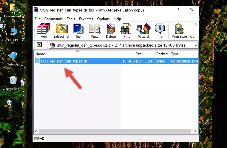 Copying the Sfun_register_can_types.dll file into the file folder of the software.