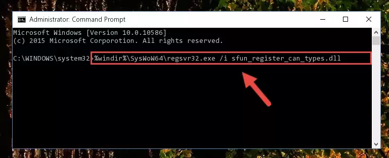 Uninstalling the damaged Sfun_register_can_types.dll file's registry from the system (for 64 Bit)