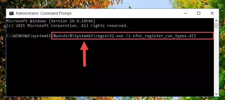 Deleting the Sfun_register_can_types.dll file's problematic registry in the Windows Registry Editor