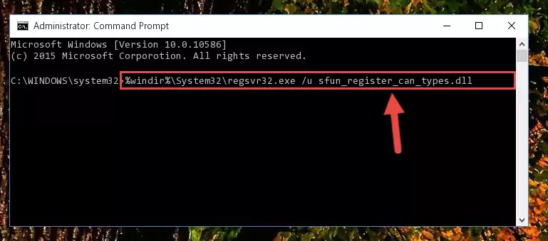 Creating a new registry for the Sfun_register_can_types.dll file in the Windows Registry Editor