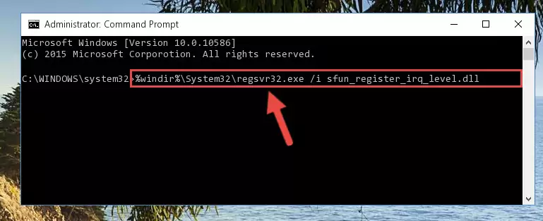 Deleting the Sfun_register_irq_level.dll file's problematic registry in the Windows Registry Editor