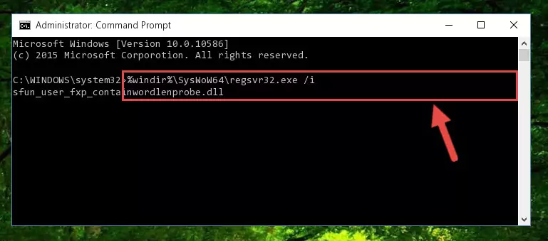 Uninstalling the damaged Sfun_user_fxp_containwordlenprobe.dll file's registry from the system (for 64 Bit)