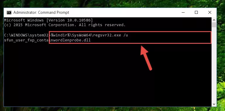 Creating a clean registry for the Sfun_user_fxp_containwordlenprobe.dll file (for 64 Bit)