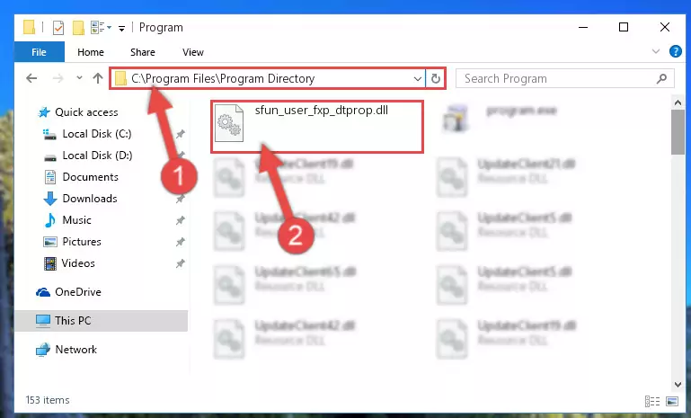 Uninstalling the damaged Sfun_user_fxp_dtprop.dll library's registry from the system (for 64 Bit)