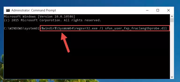 Deleting the Sfun_user_fxp_fraclengthprobe.dll library's problematic registry in the Windows Registry Editor