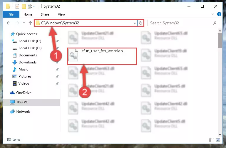 Copying the Sfun_user_fxp_wordlengthprobe.dll library into the Windows/System32 directory