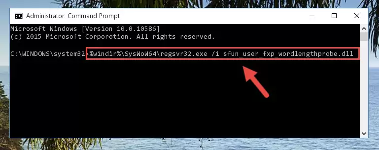 Uninstalling the Sfun_user_fxp_wordlengthprobe.dll library from the system registry