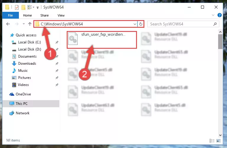 Pasting the Sfun_user_fxp_wordlengthprobe.dll library into the Windows/sysWOW64 directory