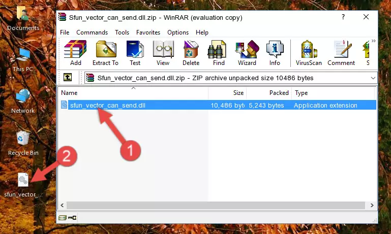 Pasting the Sfun_vector_can_send.dll library into the program's installation directory