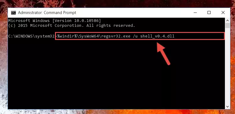 Reregistering the Shell_v0.4.dll library in the system