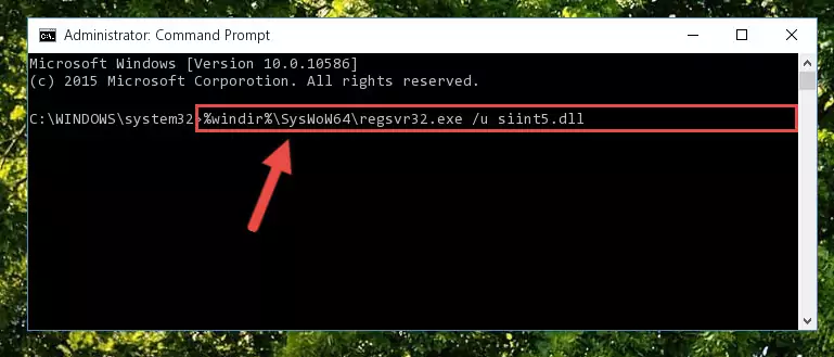 Reregistering the Siint5.dll library in the system