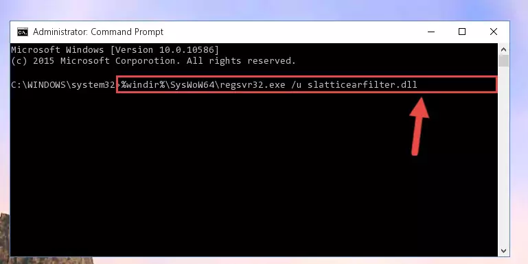 Creating a new registry for the Slatticearfilter.dll library in the Windows Registry Editor