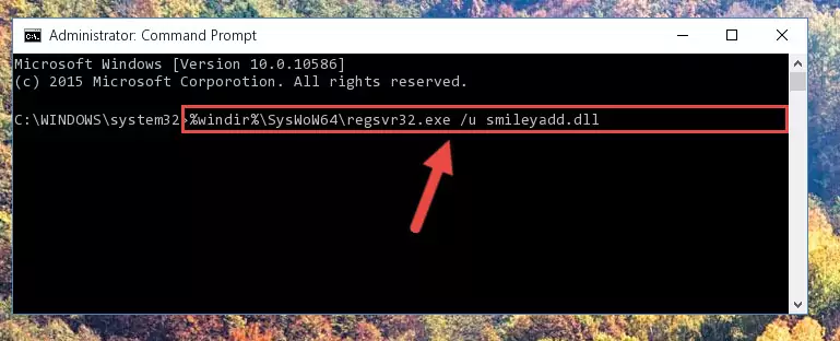 Reregistering the Smileyadd.dll file in the system (for 64 Bit)