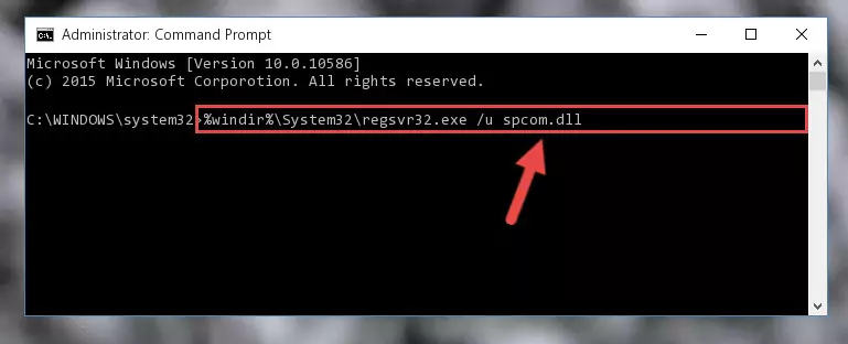 Creating a new registry for the Spcom.dll file in the Windows Registry Editor