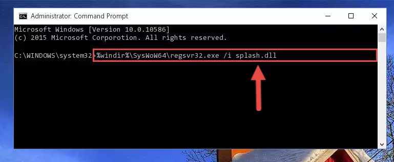 Uninstalling the damaged Splash.dll library's registry from the system (for 64 Bit)