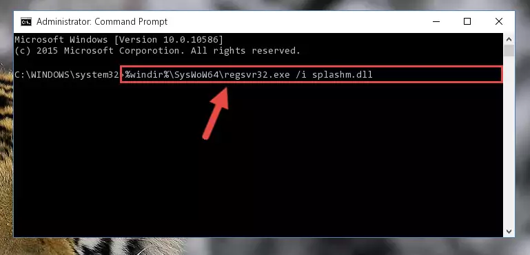 Uninstalling the broken registry of the Splashm.dll library from the Windows Registry Editor (for 64 Bit)