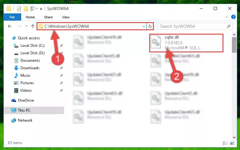 Copying the Sqlle.dll file to the Windows/sysWOW64 folder