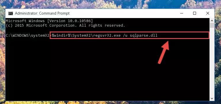 Reregistering the Sqlparse.dll library in the system