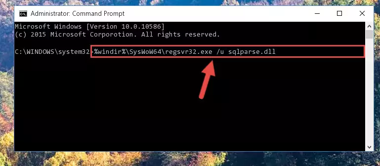 Reregistering the Sqlparse.dll library in the system (for 64 Bit)