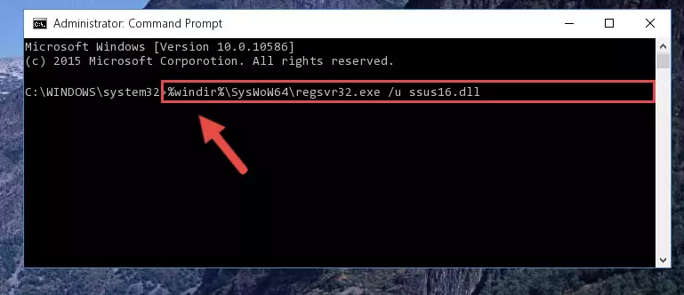Reregistering the Ssus16.dll file in the system
