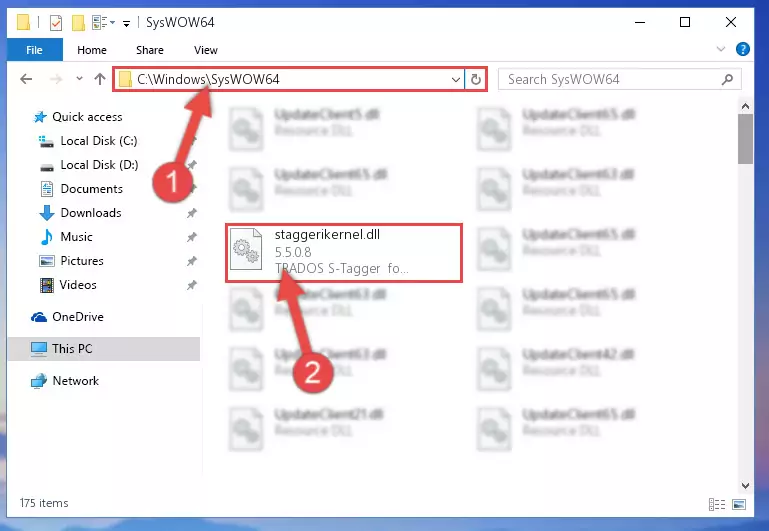 Pasting the Staggerikernel.dll library into the Windows/sysWOW64 directory