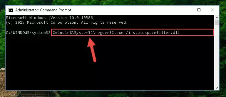 Uninstalling the Statespacefilter.dll library from the system registry