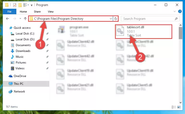 Uninstalling the Tablesort.dll library's problematic registry from Regedit (for 64 Bit)