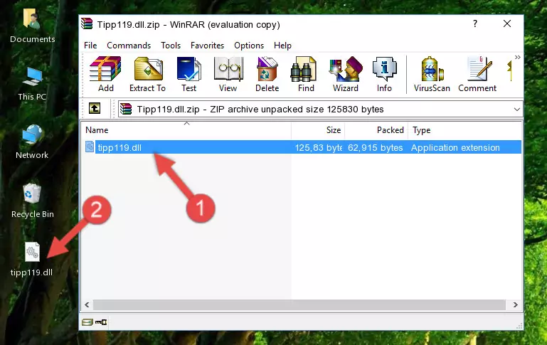 Copying the Tipp119.dll file into the file folder of the software.